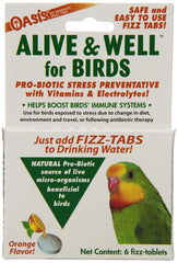 Oasis Vivo y Bien: tabletas probióticas que se disuelven en agua para aves, favoreciendo la hidratación.