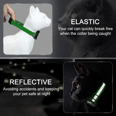 Odokele Collar AirTag Emerald, ubicación nocturna con cintas reflectantes