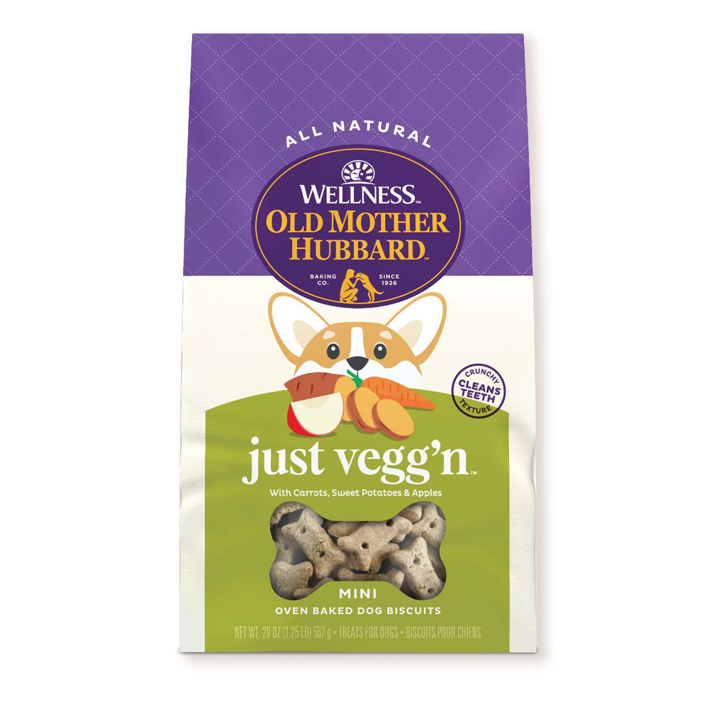Old Mother Hubbard galletas mini-crujientes con zanahoria para perros, ayuda a la limpieza dental.