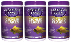 Omega One escamas para cíclidos resalta colores naturales y nutrición equilibrada.