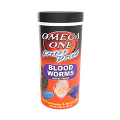 Omega One gusanos de sangre secos en bote, fuente de proteína para peces.