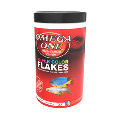 Omega One Super Color Flakes, textura natural en alimento, ayuda a reducir desechos.