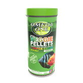 Omega One, pellets de kelp 8oz en empaque, favorecen colores vivos y facilidad de distribución.