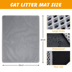 Ondware esterilla de doble capa para arena de gato, base impermeable protege el suelo.