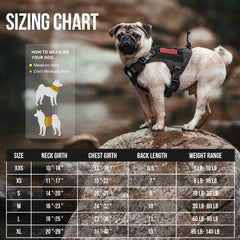 OneTigris arnés táctico para perro, vista trasera, distribución de carga estable.