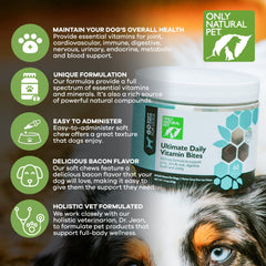 Only Natural Pet etiqueta de vitaminas para perros, claridad de uso