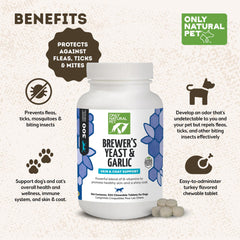 Only Natural Pet golosinas masticables para piel y pelo sanos.