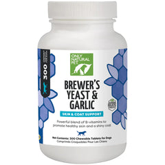 Only Natural Pet levadura de cerveza y ajo, comprimidos para perros, apoyo suave para el pelaje.