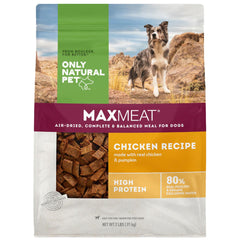 Only Natural Pet MaxMeat Holistic rebanadas de pollo listas para snack proteico.
