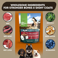 Only Natural Pet Toppers mezcla res y tripa con omega para apoyo nutricional diario