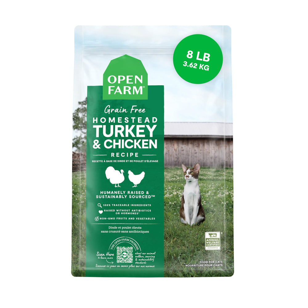 Open Farm - comida seca para gato con pavo y pollo, proteína alta.