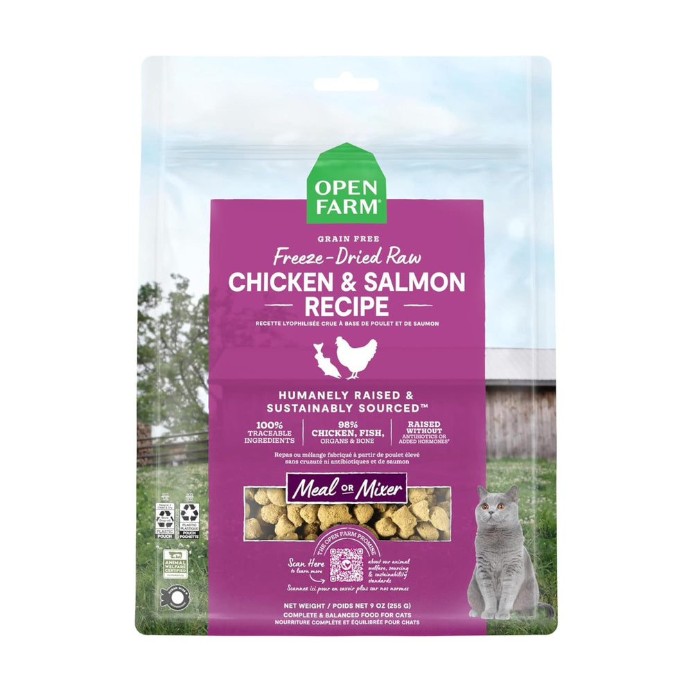 Open Farm: comida deshidratada para gatos en 9 oz, proteína de calidad para dieta balanceada