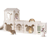 Orekemo casa para conejos extra grande con 4 casitas interconectadas para juego seguro