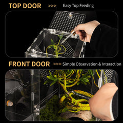 Orekemo Terrario Reptil, pared cristal 360 para monitoreo sin obstáculos