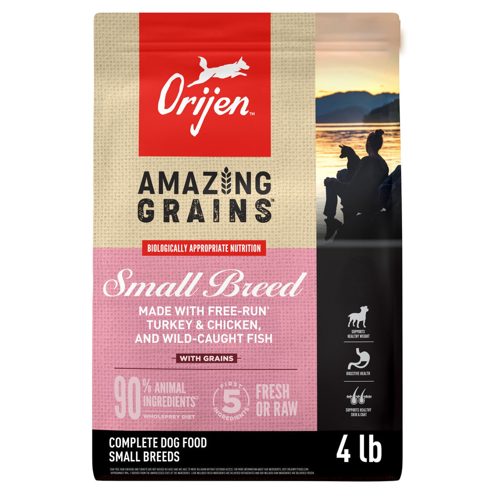ORIJEN Amazing Grains croquetas tamaño pequeño para razas pequeñas con proteína de alto valor