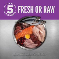 ORIJEN PRIMEROS INGREDIENTES FRESCOS Y CRUDOS fuente de proteína de calidad.