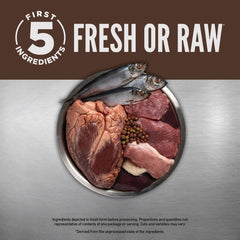 ORIJEN Regional Red, primeros cinco ingredientes: res fresca, jabalí, cordero, cerdo e hígado