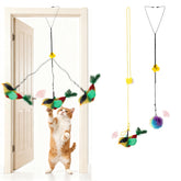 Ottmat juguete colgante para gato con pompón arcoíris, ideal para juego diario.