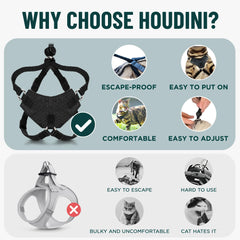 Ajuste para crecimiento del gatito Houdini, cómodo y adaptable