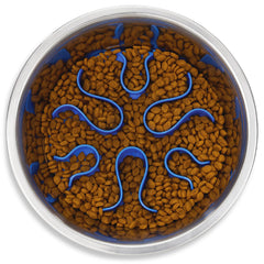 Outward Hound Fun Feeder en acero inoxidable, capacidad de 2 tazas para moderar la ingesta.