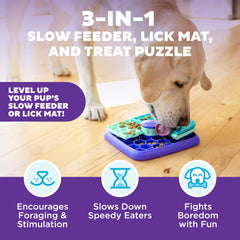 Outward Hound Lick N’ Flip con alimento lento para pausas durante la comida.