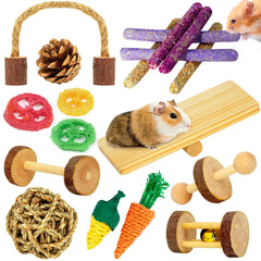 OVERTANG conjunto de juguetes de madera para hámster y cobaya, para masticar y ejercitarse