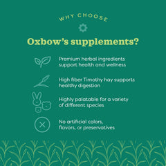 Oxbow: bardana con antioxidantes para piel saludable y pelaje brillante.
