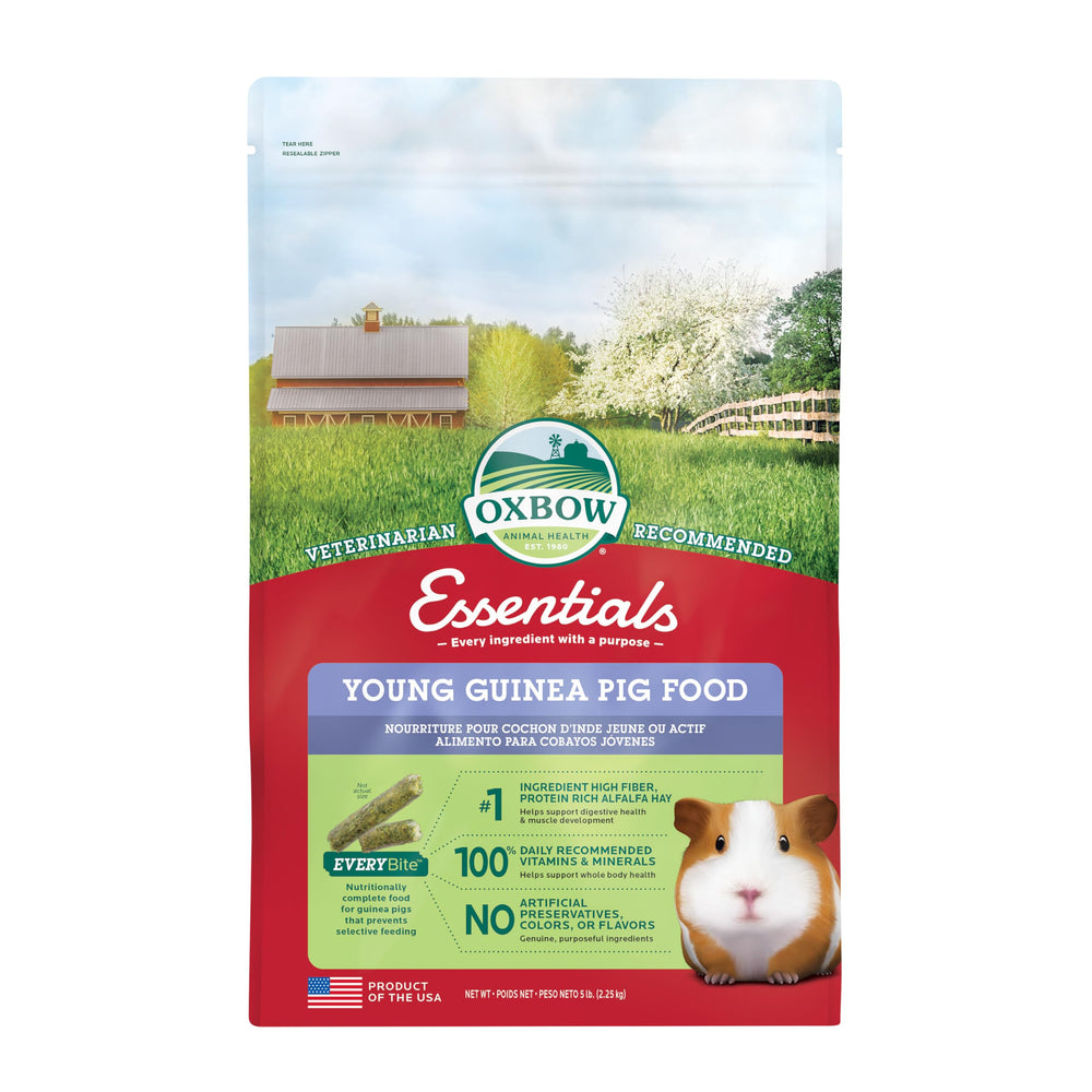 Oxbow Essentials alimento para conejillos de indias, pellets de alfalfa, alta fibra para crecimiento