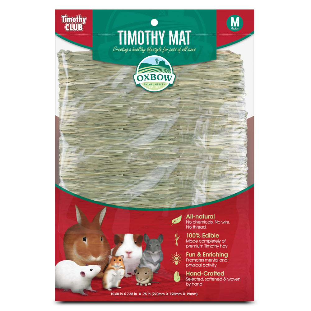 Oxbow Timothy Hay Mat, textura natural para masticar y descansar seguro
