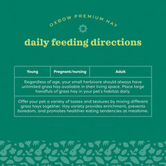 Oxbow Timothy Hay, textura larga, fomenta la masticación y desgaste dental.