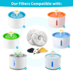 Filtro OYES gato bebedero con carbón activo mejora sabor y pureza del agua.