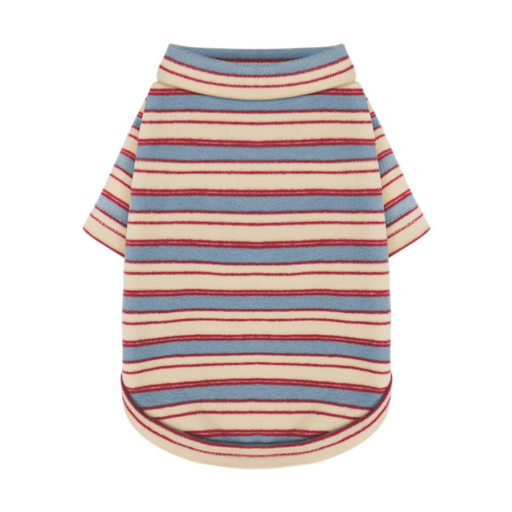 Paiaite camiseta para perro con rayas azules, ideal para paseos diarios.