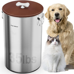 Paw Libero contenedor de alimento para perros en acero inoxidable, mantiene la comida fresca.