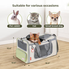 Espacio expandible 3D del transportín para que el gato estire el cuerpo.