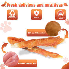 Pawant Cuidado dental: snack de cuero crudo envuelto en pollo para cachorro.