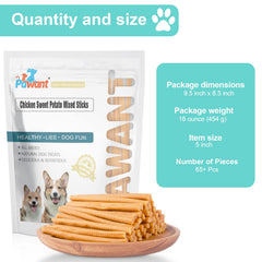 Pawant textura suave palos pollo patata dulce, fácil digestión para cachorros.