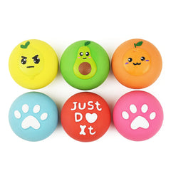 Pawdoer bola squeaky de látex, vista frontal, ideal para juego en interiores.