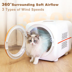 PawGalaxy control de temperatura táctil entre 26 y 45 °C.