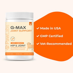 Ingredientes clave de Pawlabs G-Max para articulaciones más fuertes.