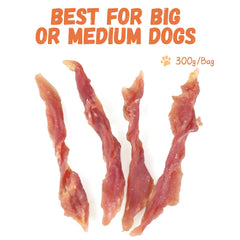 Pawmate Duck Jerky Strip supports dental hygiene through chewing.