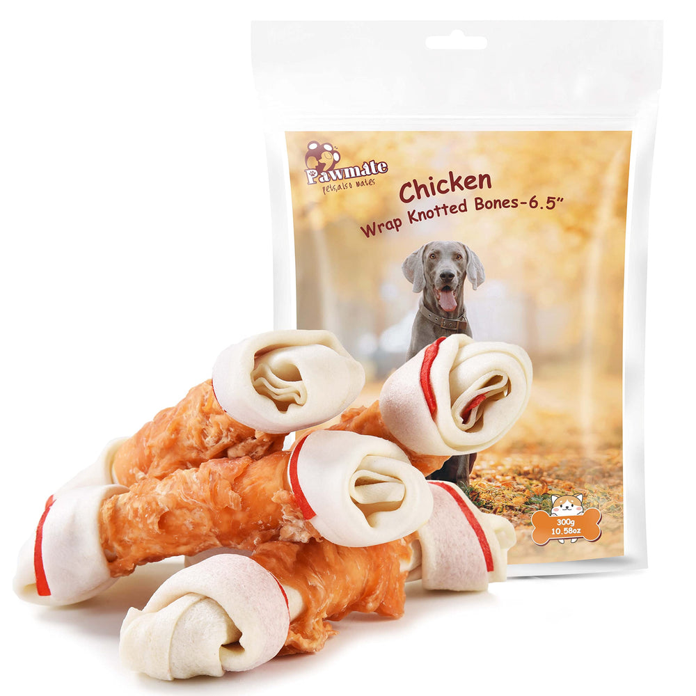 Pawmate hueso envuelto en pollo grande, ideal para masticación prolongada.