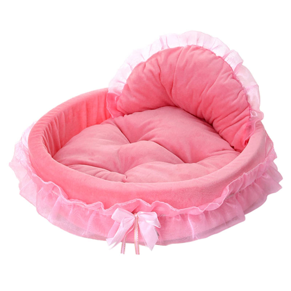 Cama Pawstrip para perros y gatos rosa, vista frontal; ideal para descanso cómodo.