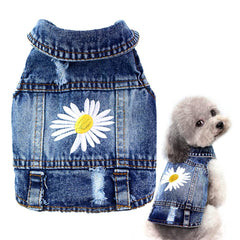 Chaqueta Pawstrip con bordado margarita para perro, estilo atractivo y cómodo.