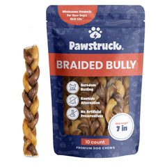 Pawstruck bully sticks trenzados 7-pulgadas: masticación estructurada para perros activos.