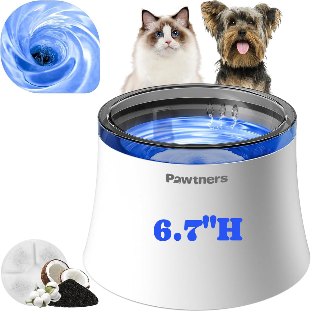Pawtners fuente de agua para perros y gatos, vista de la versión de 1 galón.