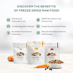 pawTree ternera cruda liofilizada, trozos de carne real para paladar exigente