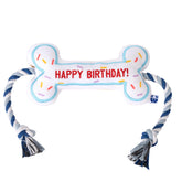 Pawty hueso-aniversario-peluche-perro: juguete tierno para celebración y juego seguro.