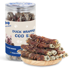 PAWUP piel de bacalao en paquete, snack natural para perros saludables.