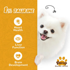 PAWUP friandises avec taurine ajoutée, soutien potentiel lors des séances de jeu.