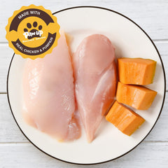 PAWUP friandises texture moelleuse poulet et citrouille, douceur adaptée aux chiens.